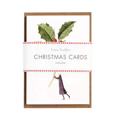 GREETING CARDS 10 PACK Christmas Mistletoe & holly