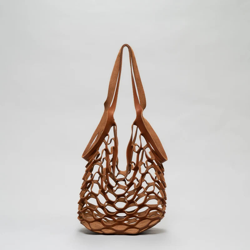 PROVINCIAL LEATHER MESH TOTE