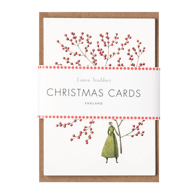 GREETING CARDS 10 PACK Christmas Red Berries