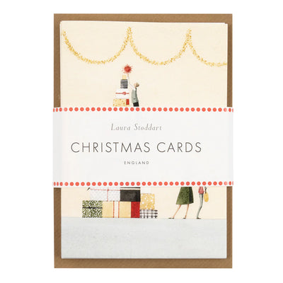 GREETING CARDS 10 PACK Christmas Wreath & Present Pile