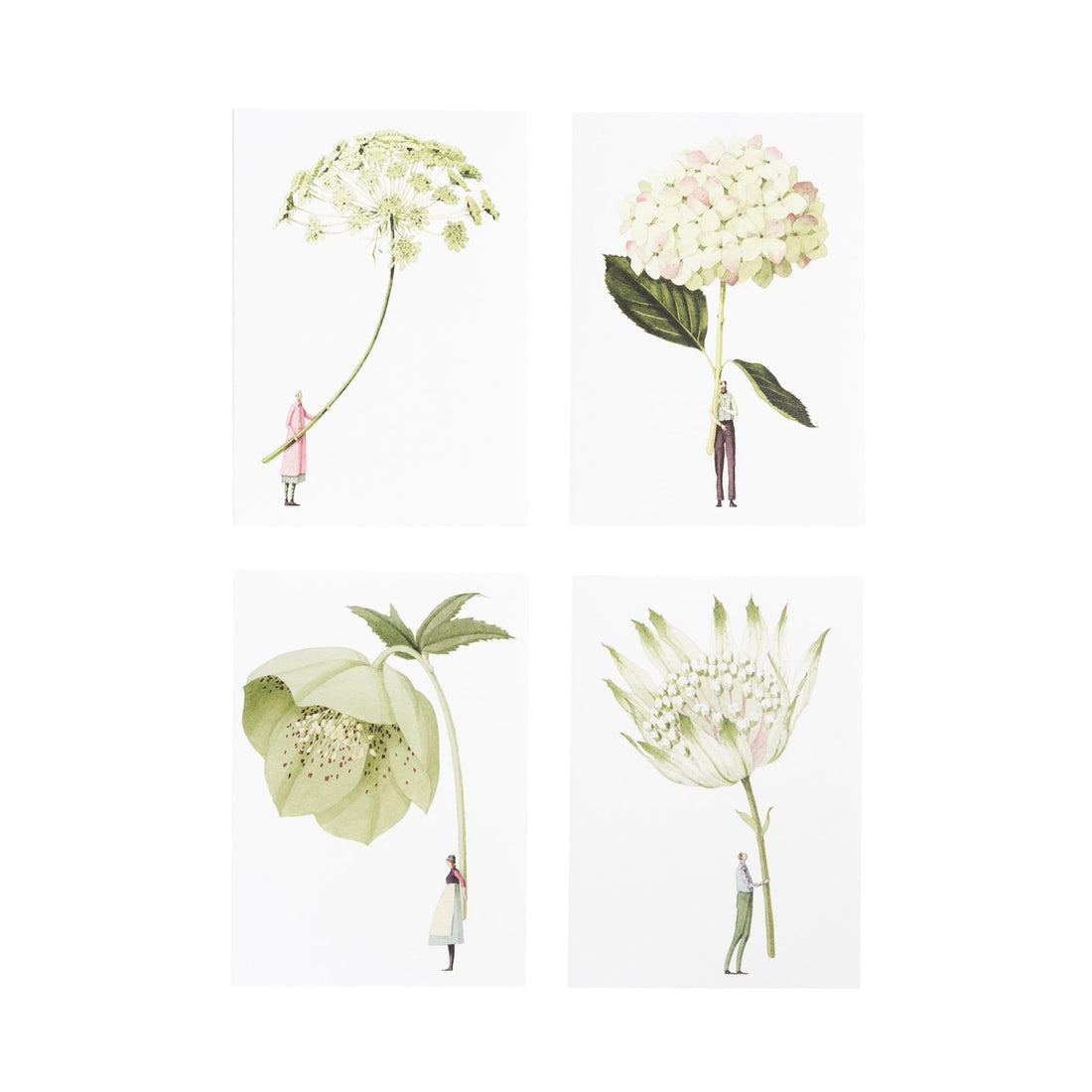 NOTECARDS -GREEN FLOWERS