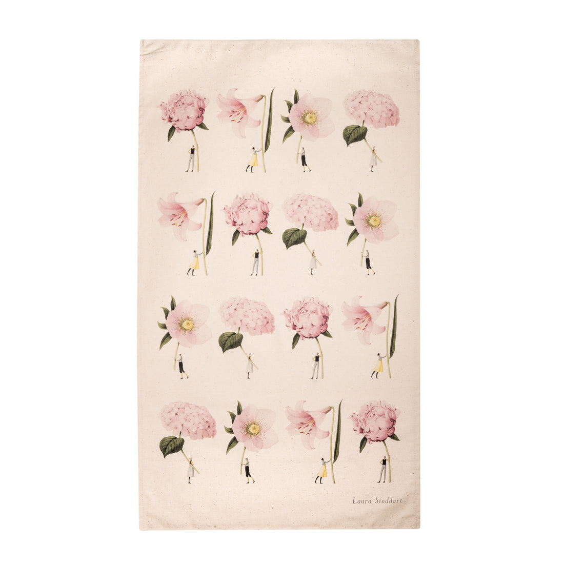 TEA TOWELS - PINK FLOWERS  (IBP07B)