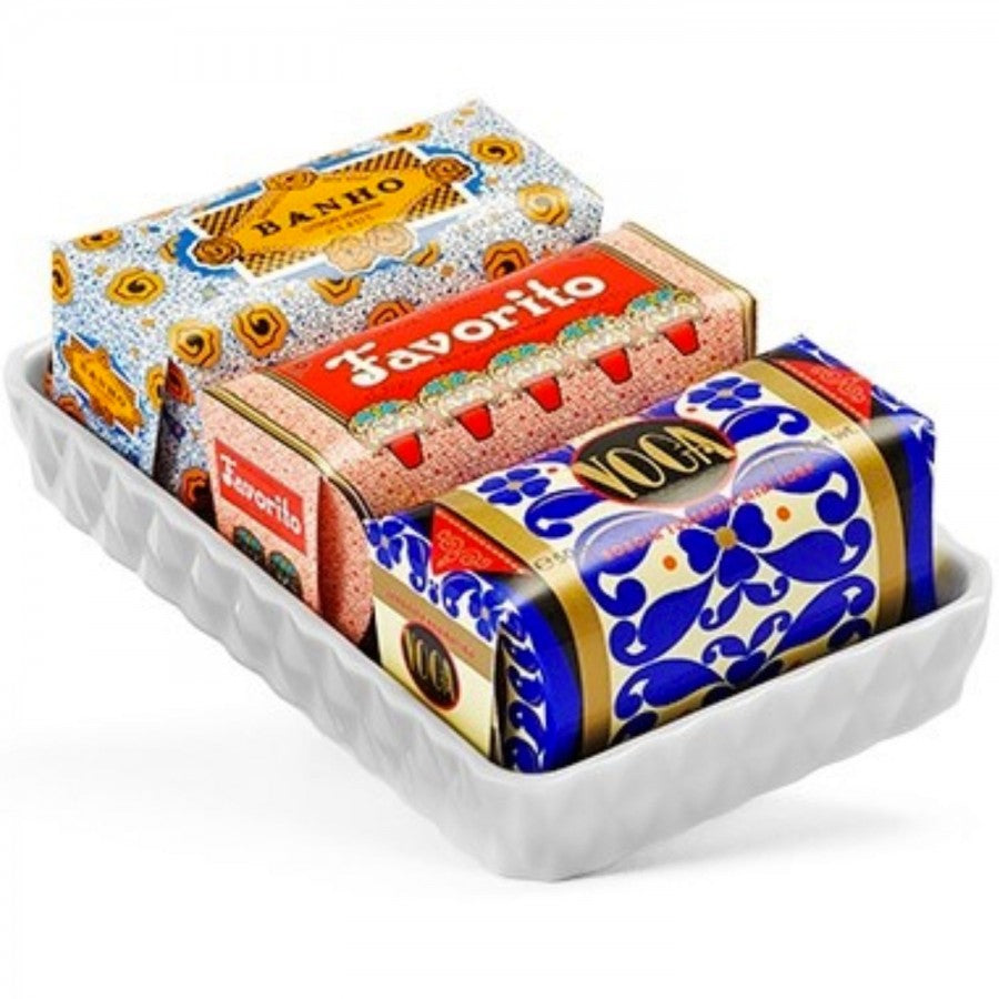Deco Gift Box Soap Dish & Mini Soaps (Banho/Favorito/Voga), GIFT BOX ; DISH SET OF 3